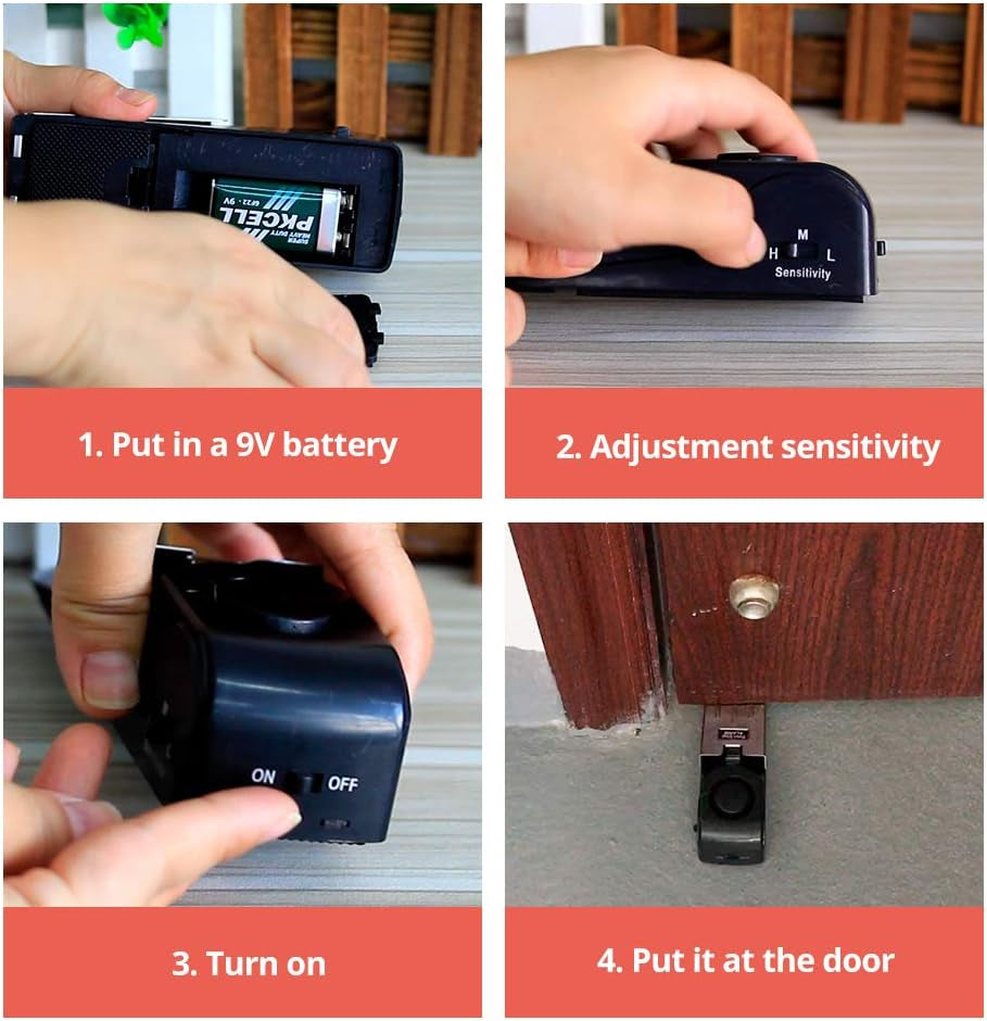 Enhanced Door Stop Alarm Set of 3, 120 dB Security Stoppers - Ideal for Travel, Hotels, Homes, and Apartments