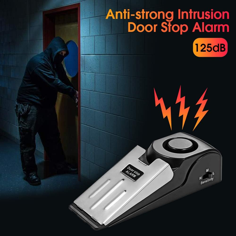 Enhanced Door Stop Alarm Set of 3, 120 dB Security Stoppers - Ideal for Travel, Hotels, Homes, and Apartments