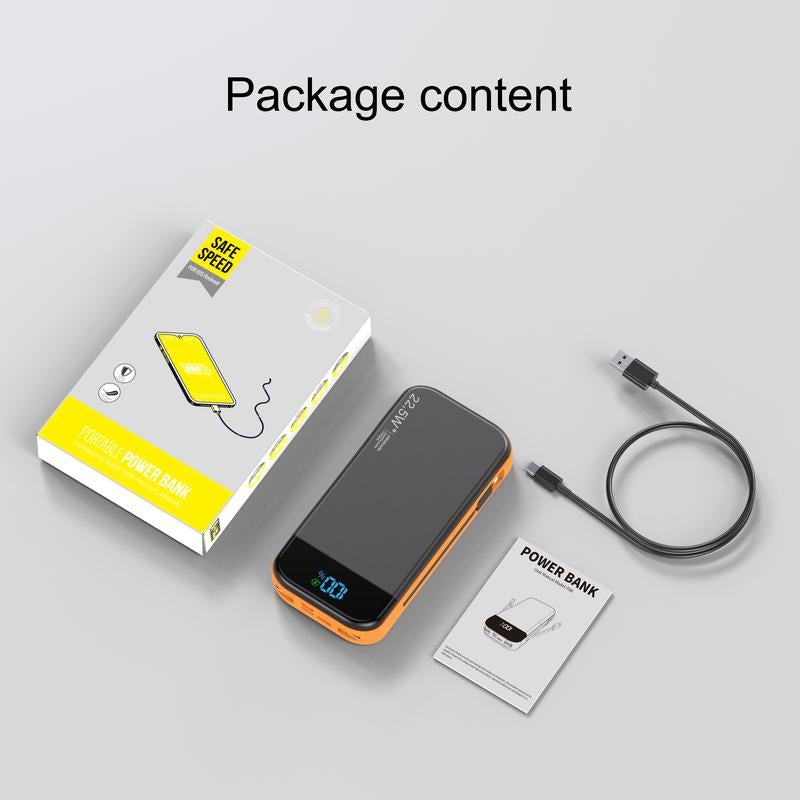 32000Mah Portable Charger with Built-In Cables, 22.5W Super Fast Charging Power Bank, Dual USB Output, 5 Outputs & 3 Inputs, 5 Outputs LCD Display Travel Battery Pack Compatible with Iphone, Samsung All Cell Phones