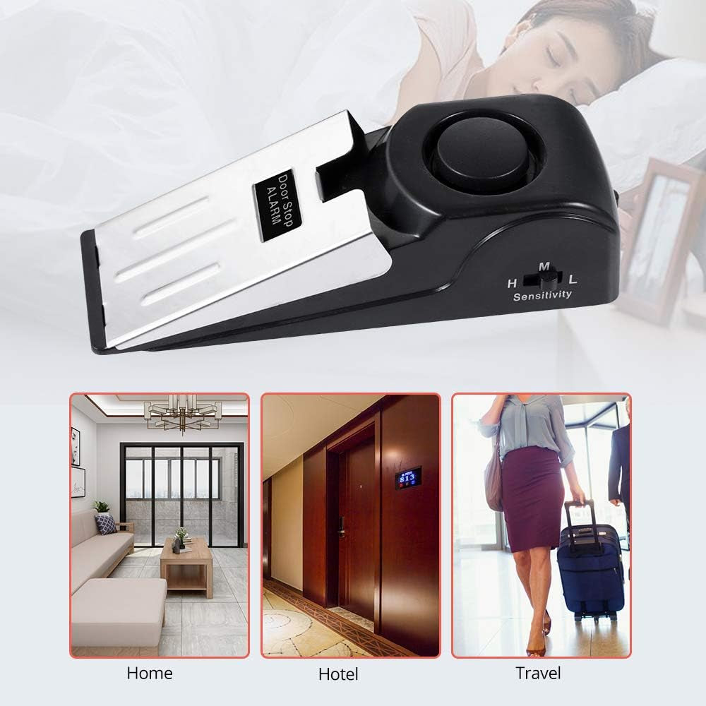 Enhanced Door Stop Alarm Set of 3, 120 dB Security Stoppers - Ideal for Travel, Hotels, Homes, and Apartments