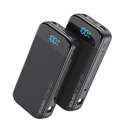 32000Mah Portable Charger with Built-In Cables, 22.5W Super Fast Charging Power Bank, Dual USB Output, 5 Outputs & 3 Inputs, 5 Outputs LCD Display Travel Battery Pack Compatible with Iphone, Samsung All Cell Phones