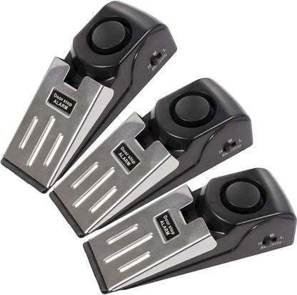 Enhanced Door Stop Alarm Set of 3, 120 dB Security Stoppers - Ideal for Travel, Hotels, Homes, and Apartments